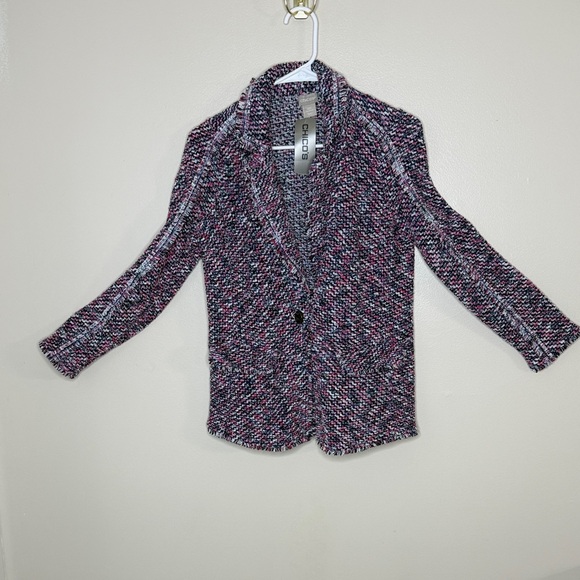 Chico's Jackets & Blazers - Chico's Women's Pink and Black Tweed Blazer Size SP/0P NWT